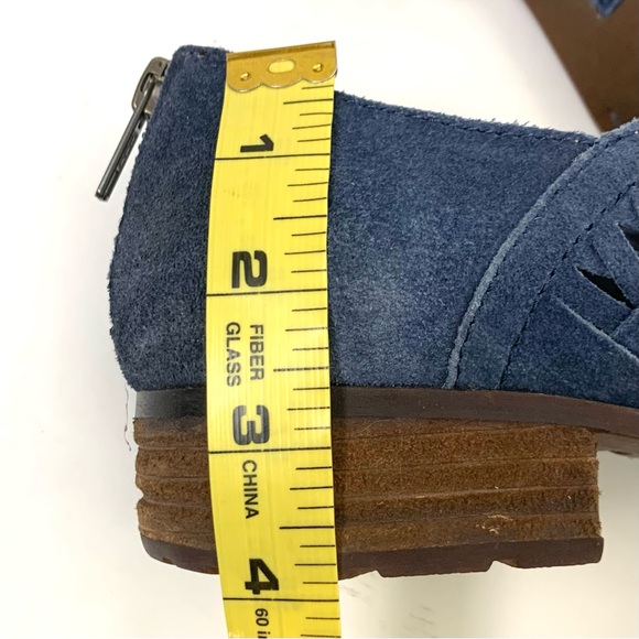 Born Katharina Ankle Booties Blue Suede Women Size 8 Zip Back Boho Distressed - Picture 12 of 14